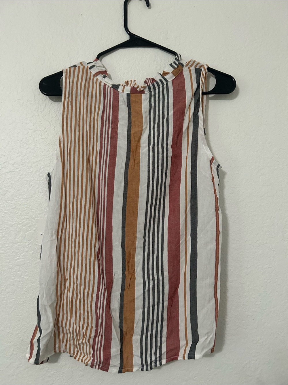 Liz Claiborne NWT Striped Sleeveless Blouse Small Safari Spice Boho V-Neck - Picture 9 of 9